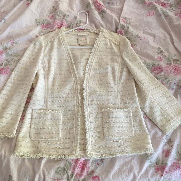 $15 for any 3 items. Kate Spade Fringe Pocket Cardigan blazer open jacket sz 8